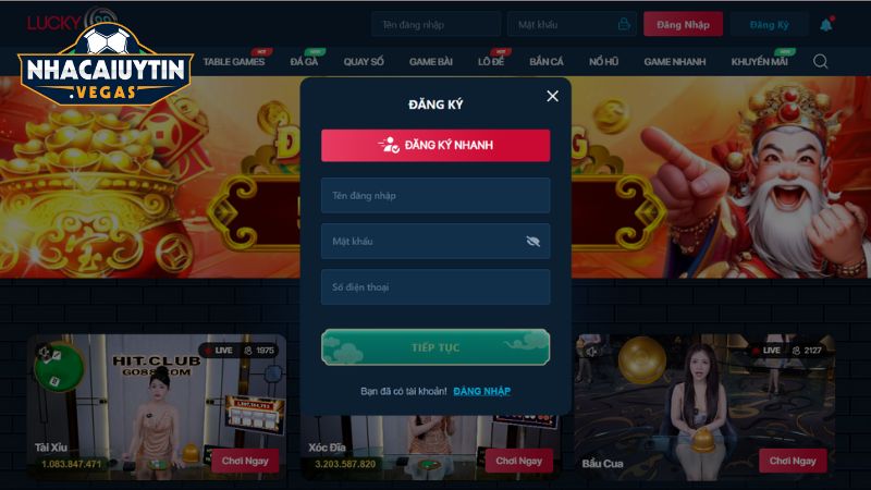 Quy trình đăng ký tại Lucky88 được tối giản để người chơi dễ thao tác