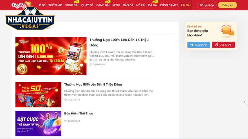 Hệ thống khuyến mãi Lode88 được đánh giá cao