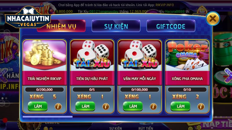 Ưu đãi và nhiệm vụ dành cho thành viên cổng game